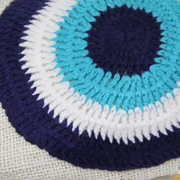 Evil Eye Clutch Bag Eco Friendly Jute Handheld Purse Large Space Zipper Closure Wipeable Liner Crystal Decoration