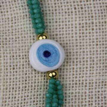 Evil Eye Clutch Bag Eco Friendly Jute Handheld Purse Large Space Zipper Closure Wipeable Liner Crystal Decoration