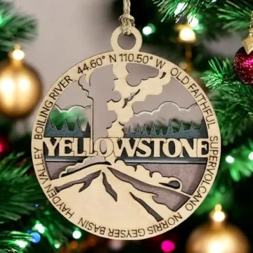 Yellowstone National Park Wood Ornament for Christmas Decor