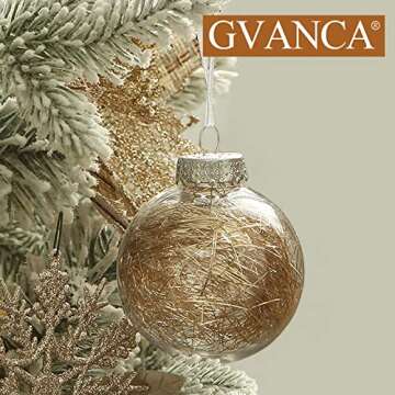 Gvanca Christmas Ball Ornaments Shatterproof Clear Plastic Decorative Balls Baubles Set with Stuffed Delicate Decorations 70mm/2.75" (24 Packs,Champagne)