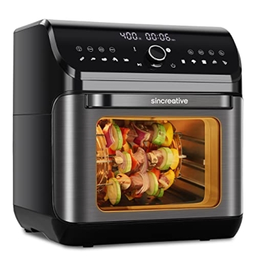 Versatile 10-in-1 Air Fryer Toaster Oven, Black, 10.6 QT