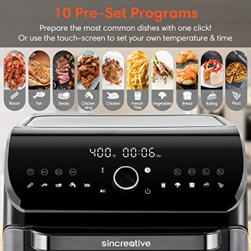 Versatile 10-in-1 Air Fryer Toaster Oven, Black, 10.6 QT