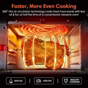 Versatile 10-in-1 Air Fryer Toaster Oven, Black, 10.6 QT