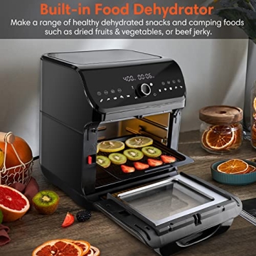 Versatile 10-in-1 Air Fryer Toaster Oven, Black, 10.6 QT