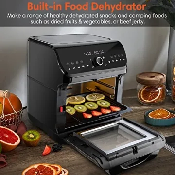 Versatile 10-in-1 Air Fryer Toaster Oven, Black, 10.6 QT