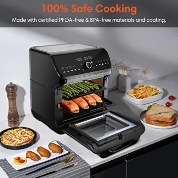 Versatile 10-in-1 Air Fryer Toaster Oven, Black, 10.6 QT