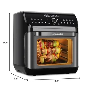 Versatile 10-in-1 Air Fryer Toaster Oven, Black, 10.6 QT