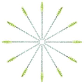 tifanso 200PCS Spoolie Eyelash Brush - Disposable Mascara Brush Wand for Lashes, Eyebrow Eyelash Extension Supplies (Green)