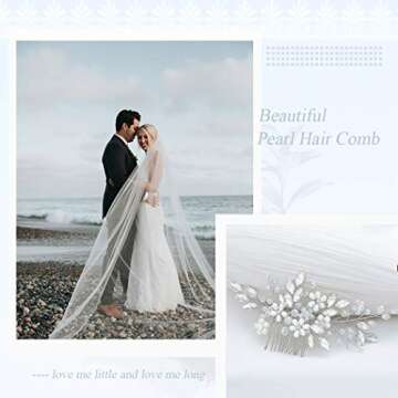 JAKAWIN Bride Wedding Hair Comb Pearl Flower Hair Piece Rhinestone Bridal Hair Accessories for Women HC034 (Silver)