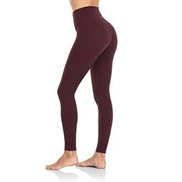 HeyNuts Essential High Waisted Yoga Leggings for Tall Women, Buttery Soft Full Length Workout Pants 28'' Cassis S(4/6)