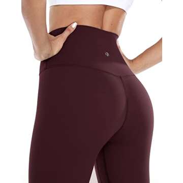 HeyNuts Essential High Waisted Yoga Leggings for Tall Women, Buttery Soft Full Length Workout Pants 28'' Cassis S(4/6)
