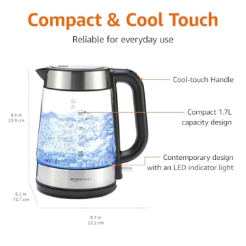 Amazon Basics Electric Hot Water Kettle, 1.8 Quarts, BPA-Free