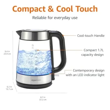 Amazon Basics Electric Hot Water Kettle, 1.8 Quarts, BPA-Free