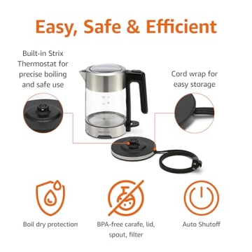 Amazon Basics Electric Hot Water Kettle, 1.8 Quarts, BPA-Free