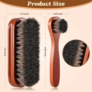 2 Pcs Horsehair Shine Shoes Brush Kit Polish Dauber Applicators Cleaning Leather Shoes Boots Care Brushes Suede Cleaner Brush(2 Pcs Style F)