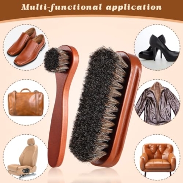 2 Pcs Horsehair Shine Shoes Brush Kit Polish Dauber Applicators Cleaning Leather Shoes Boots Care Brushes Suede Cleaner Brush(2 Pcs Style F)