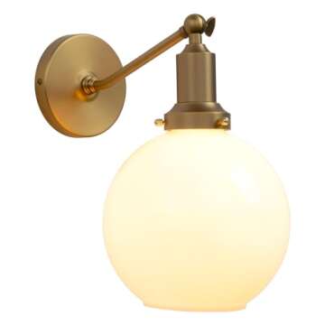 PERMO Industrial Vintage Slope Pole Wall Sconce with Milk White Glass Shade for Unique Home Decor