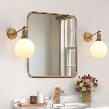 PERMO Vintage Wall Mount Sconce with Milk White Glass Shade