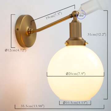 PERMO Vintage Wall Mount Sconce with Milk White Glass Shade