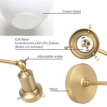 PERMO Vintage Wall Mount Sconce with Milk White Glass Shade