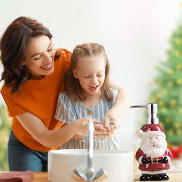 RQYIXI Red Ceramic Soap Dispenser Set for Kitchen