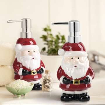 RQYIXI Red Ceramic Soap Dispenser Set for Kitchen