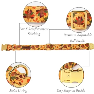 Lionet Paws Thanksgiving Day Dog Collar with Bowtie for Dogs, Adjustable, Cute Design for All Dogs