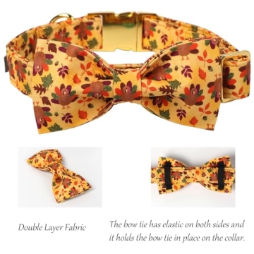 Lionet Paws Stylish Dog Collar with Bowtie for Thanksgiving