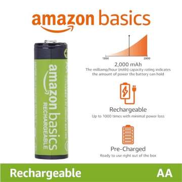 Amazon Basics Rechargeable AA Batteries - 24 Pack, 2000 mAh, Eco-Friendly Power Solution