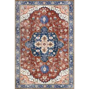 Rugs USA x Lauren Liess Amaryllis Medallion Machine Washable Area Rug, 5x8, Rust