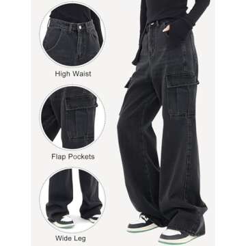 Stylish LONGYIDA Women's High Waisted Cargo Jeans for Comfort