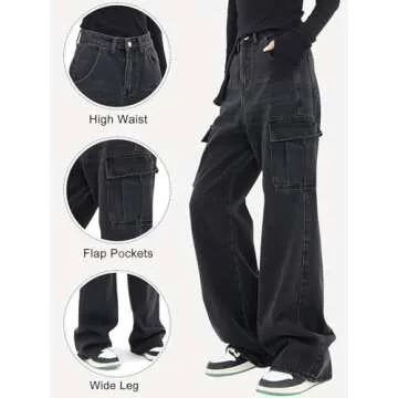 Stylish LONGYIDA Women's High Waisted Cargo Jeans for Comfort