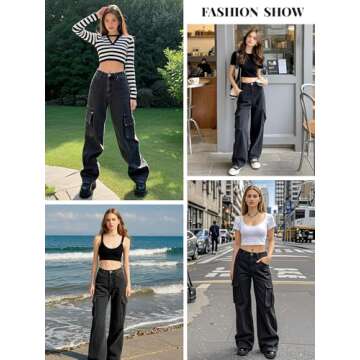 Stylish LONGYIDA Women's High Waisted Cargo Jeans for Comfort