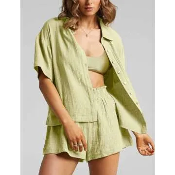 Flygo Women's 2 Piece Summer Cotton Linen Set - Chic Comfort