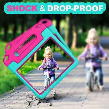 YIHE Kids Case for iPad 10.9 Inch 10th Generation - with Built-in Screen Protector and Pen Holder - Durable Shockproof Cover for iPad 10th Gen 2022 - Cyan&Pink