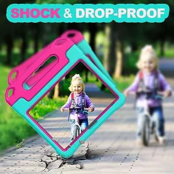 YIHE Kids Case for iPad 10.9 Inch 10th Generation - with Built-in Screen Protector and Pen Holder - Durable Shockproof Cover for iPad 10th Gen 2022 - Cyan&Pink