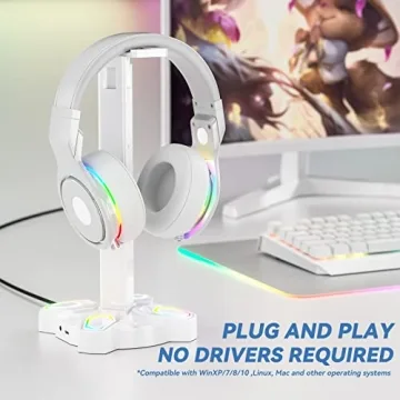 KDD Gaming Headphones Stand with RGB Lights and USB Ports