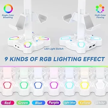 KDD Gaming Headphones Stand with RGB Lights and USB Ports