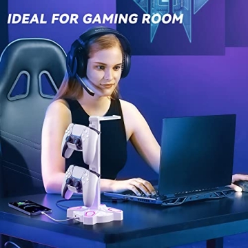 KDD Gaming Headphones Stand with RGB Lights and USB Ports