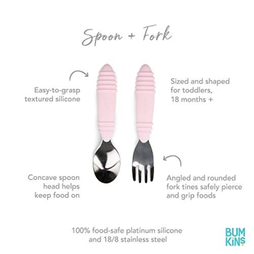 Bumkins Toddler Silicone Utensils Set for Self Feeding
