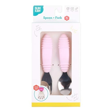 Bumkins Toddler Silicone Utensils Set for Self Feeding