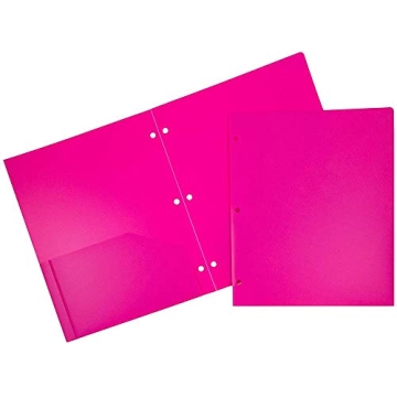 Heavy Duty Plastic 3 Hole Punch Folders 6 Pack Assorted Colors