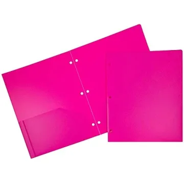 Heavy Duty Plastic 3 Hole Punch Folders 6 Pack Assorted Colors