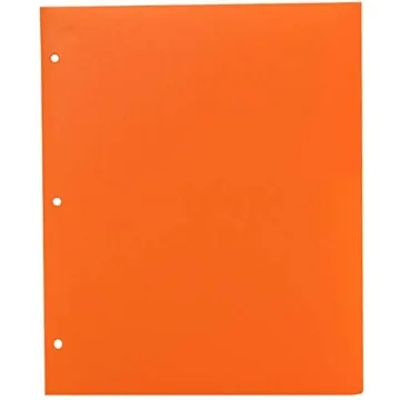 Heavy Duty Plastic 3 Hole Punch Folders 6 Pack Assorted Colors