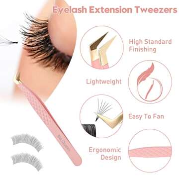 Ms.Queen Lash Extension Tweezers Set for Beautiful Lashes