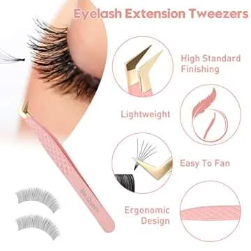 Ms.Queen Lash Extension Tweezers Set for Beautiful Lashes