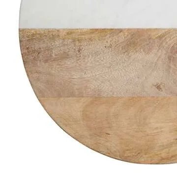 MasterClass Round Marble/Mango Wood 40.5cm x 50cm Paddle Board, 50 x 40.5 x 2 cm, White/Brown