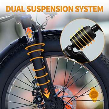 Jasion EB7 2.0 Adult Electric Bicycles, 28MPH Folding Electric Bike with 1200W Peak Motor, 55Miles Commute Ebikes for Adults 480WH Battery, Shock Absorber, Disc Brake, 20" *3.0 Tires for Beach Snow