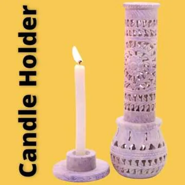 Handmade Carving Round Soapstone Incense Stick Tower Holder | Marble Incense Stick Tower Burner Holder Spa Aromatherapy Home Office Fragrance Accessories Home Office Decor - (11 X 3 Inches)