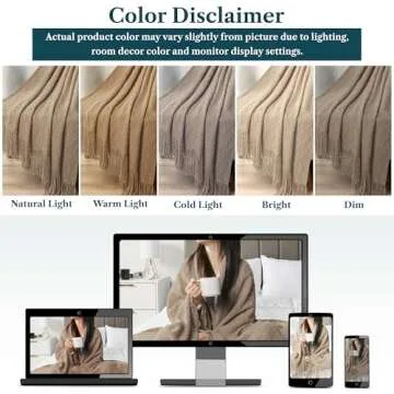 PAVILIA Tan Taupe Knit Throw Blanket for Couch Bed, Soft Knitted Farmhouse Sofa Throw for Living Room, Lightweight Decorative Fall Throw Blanket for Chair, Outdoor Textured Boho Blanket, 50x60